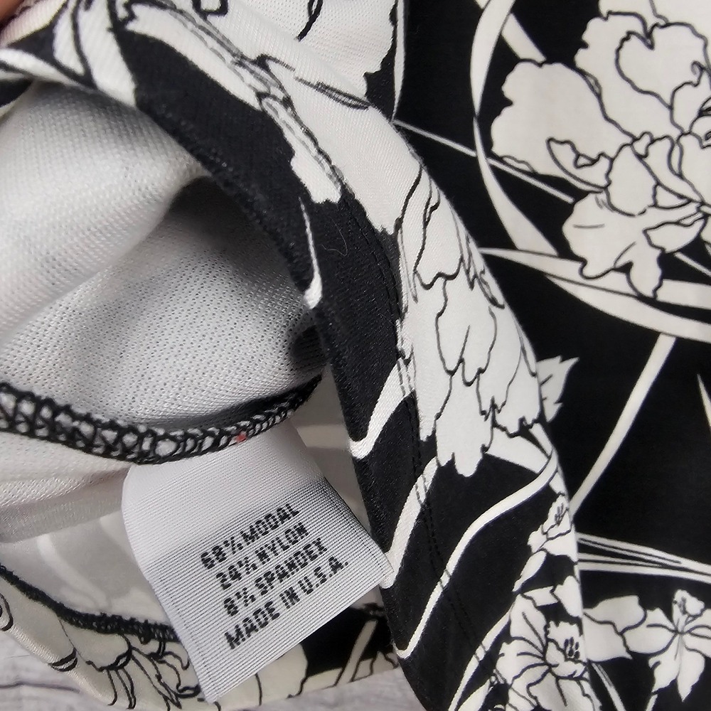 bryn WALKER L Large Lantern Long Sleeve Dress Black & White Floral NWT $210 L803 - Picture 7 of 8